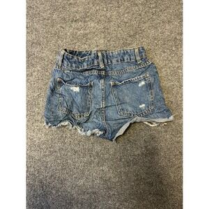 Primark Denim Shorts Womens Size 0 Blue Distressed High Waisted Raw Hem Cut Off